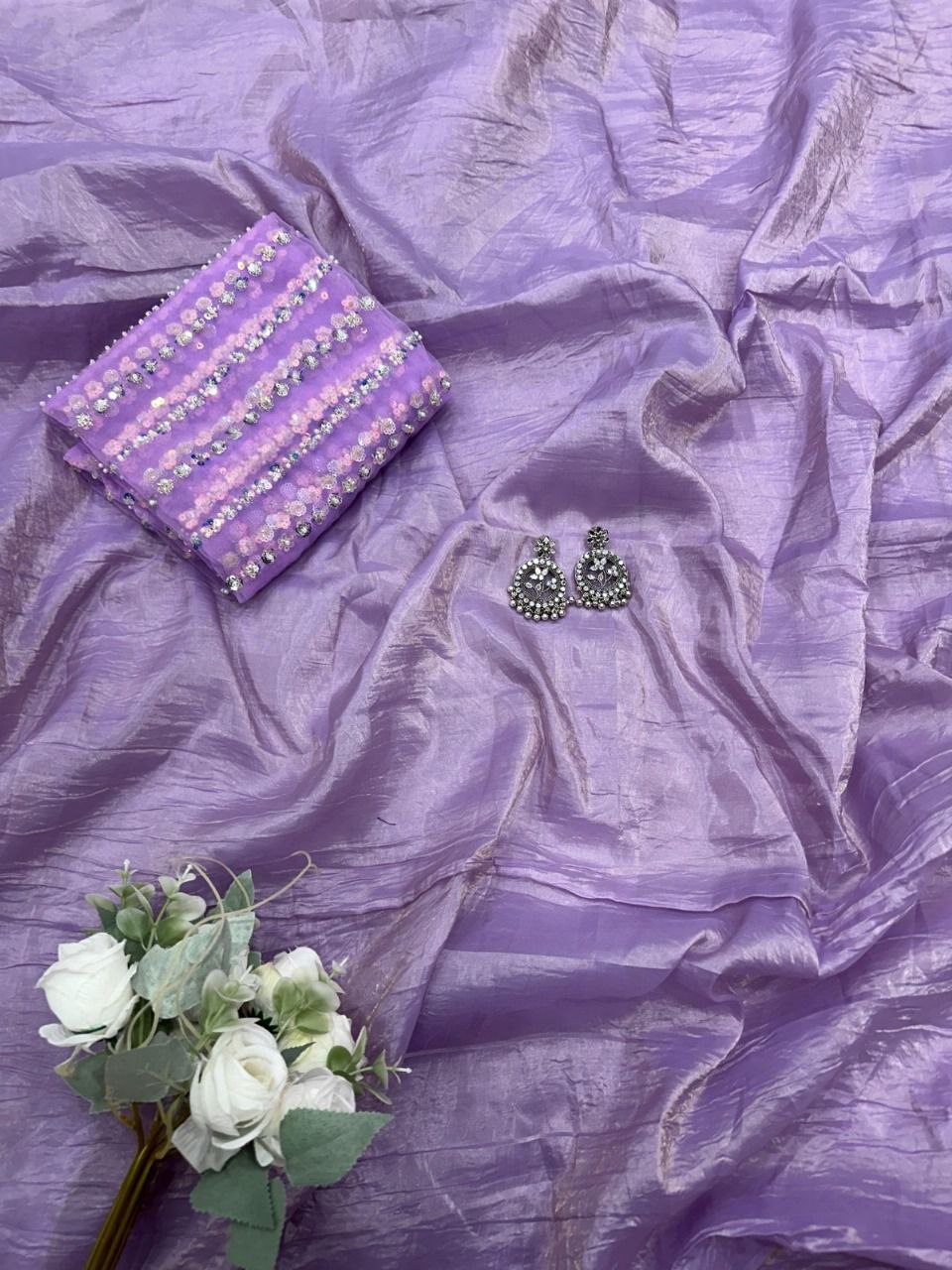 Lavender Gold Crush Saree