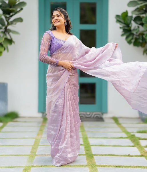 Lavender Gold Crush Saree