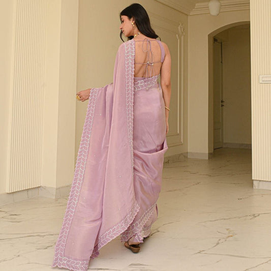 Lavender Party Wear Rangoli Silk Saree