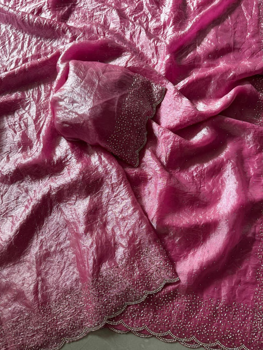 Pink Party Wear Space Silk Saree