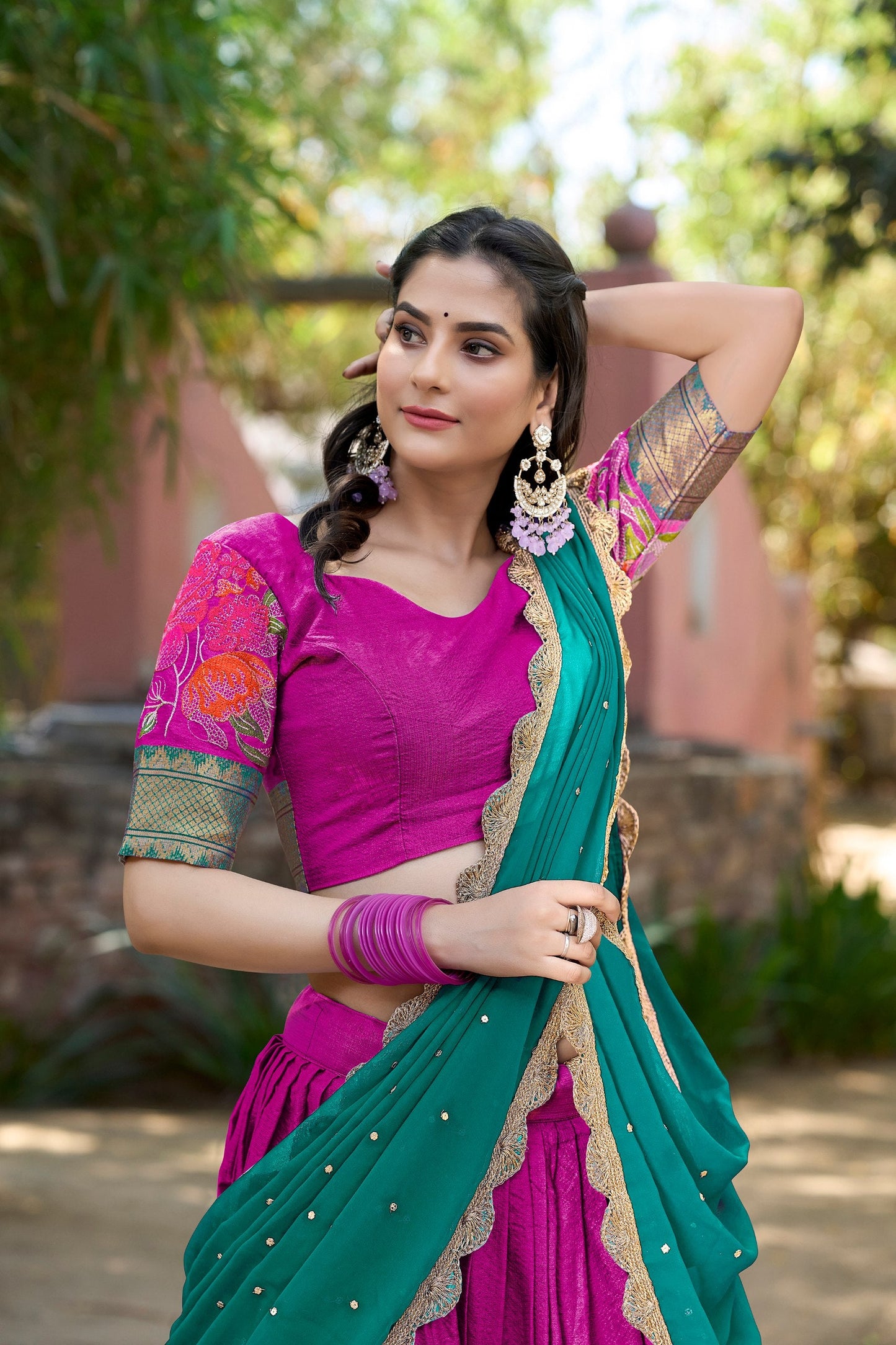 Rani Pink Traditional Cotton Silk Lehenga