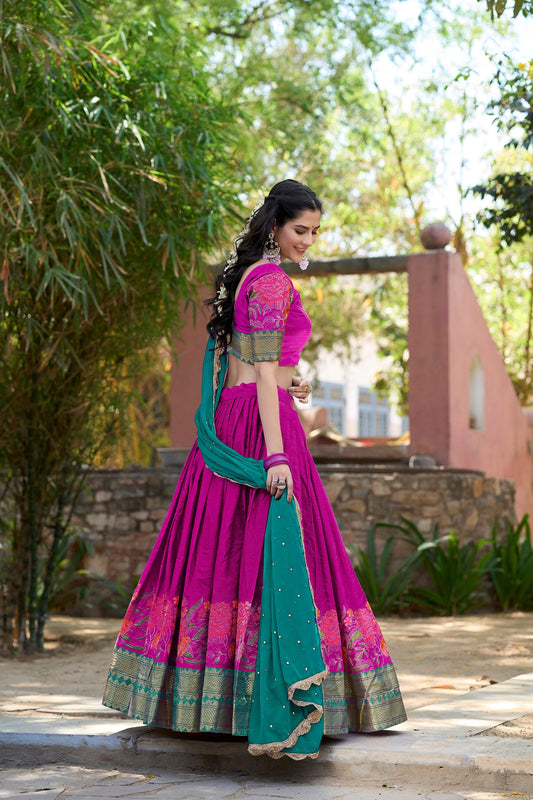 Rani Pink Traditional Cotton Silk Lehenga