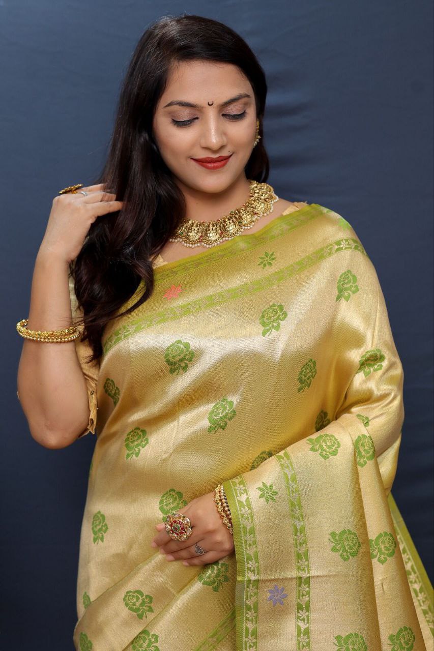 Light Olive Traditional Paithani Handloom Silk Saree