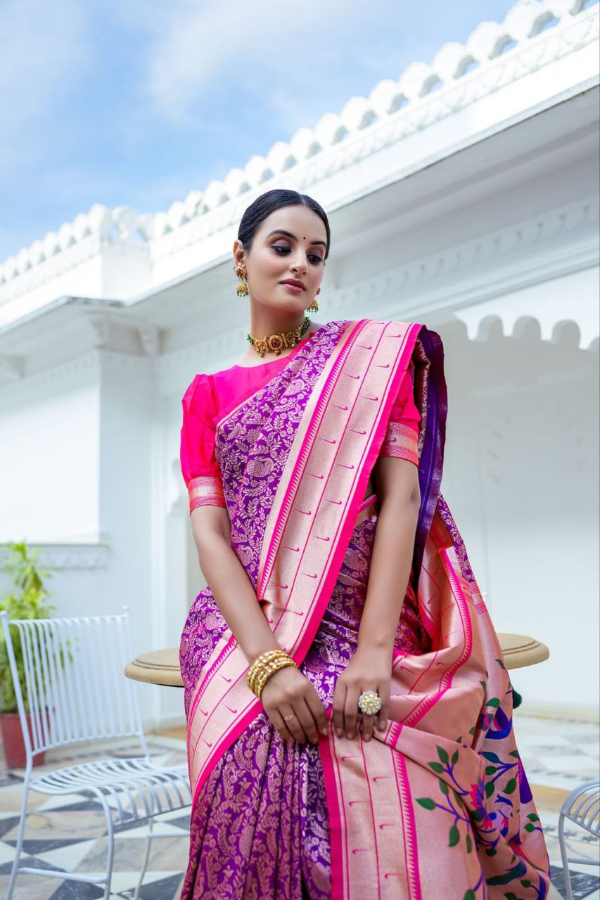 Magenta Traditional Kanjivaram Silk Saree