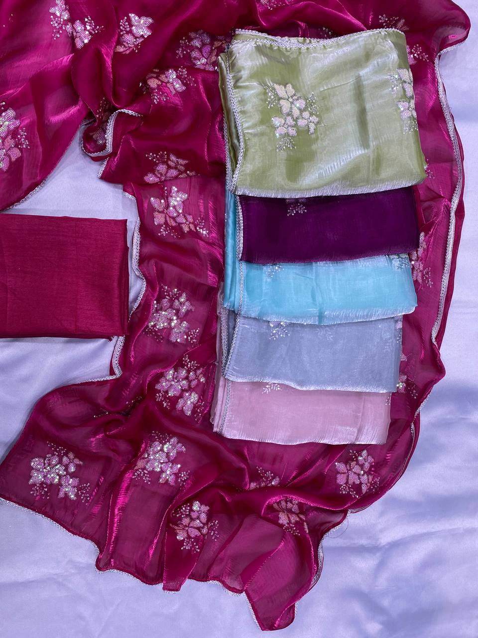 Sky Blue Party Wear Zimmy Choo Silk Saree