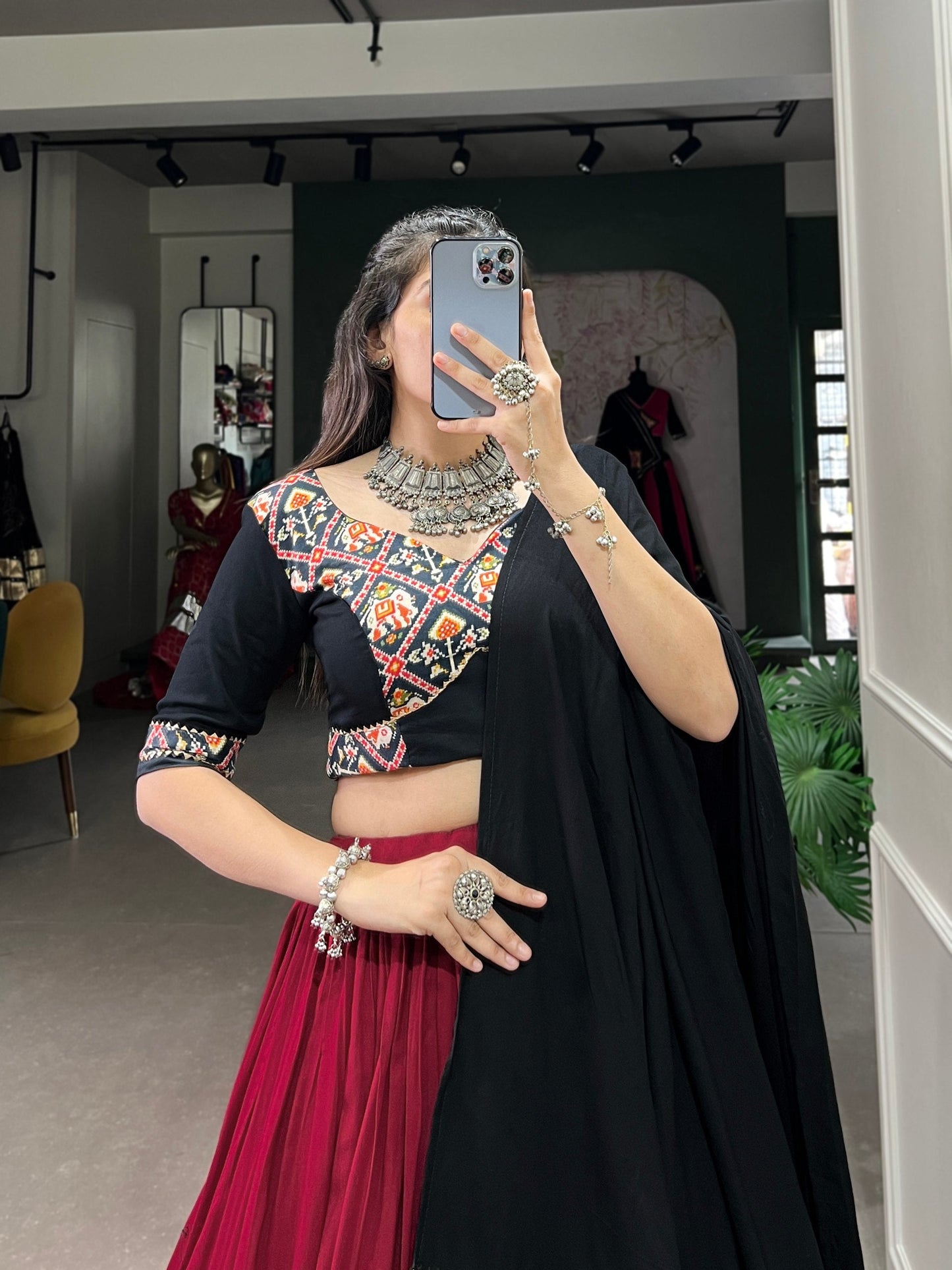 Maroon Designer Navaratri Wear Lehenga Choli