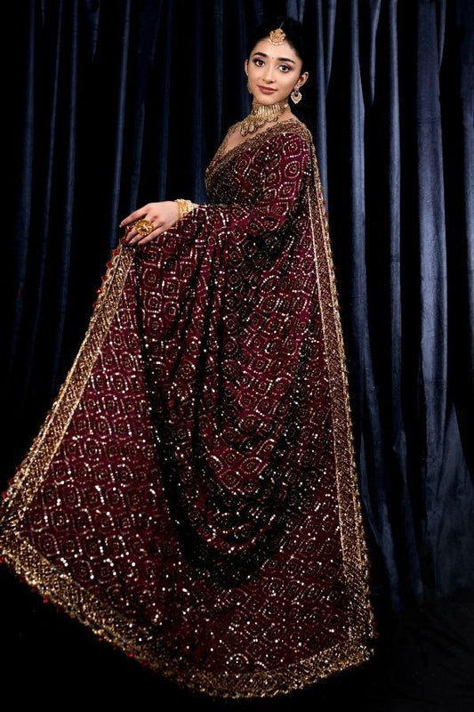 Maroon Kasturi Silk Georgette Saree