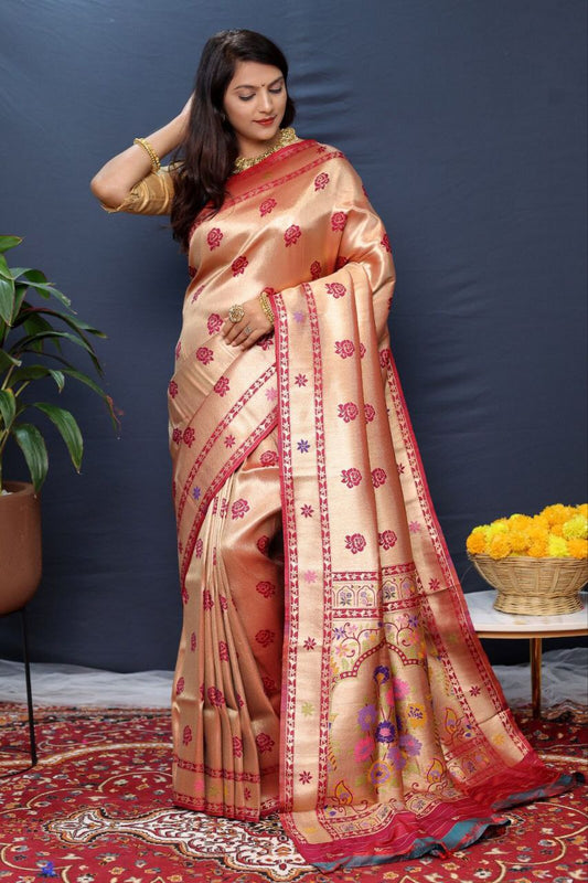 Maroon Traditional Paithani Handloom Silk Saree