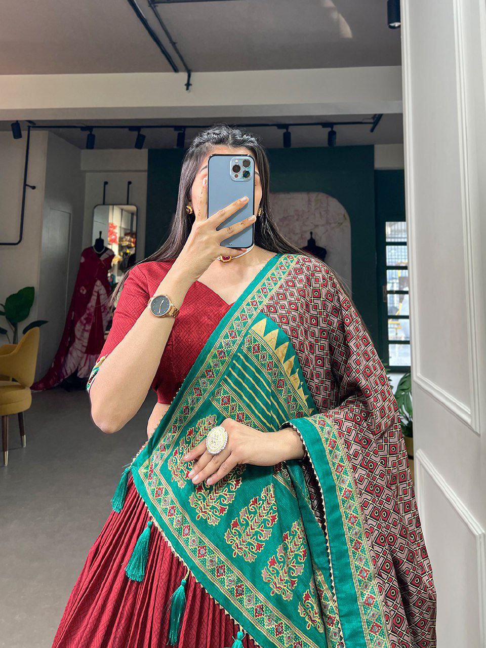 Maroon Traditional Wedding Wear Silk Lehenga