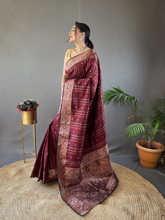 Maroon Wedding Wear Silk Saree