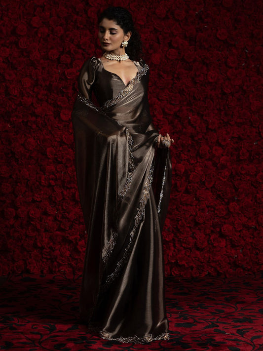 Metallic Party Wear Tissue Chiffon Saree | 100% Original Saree