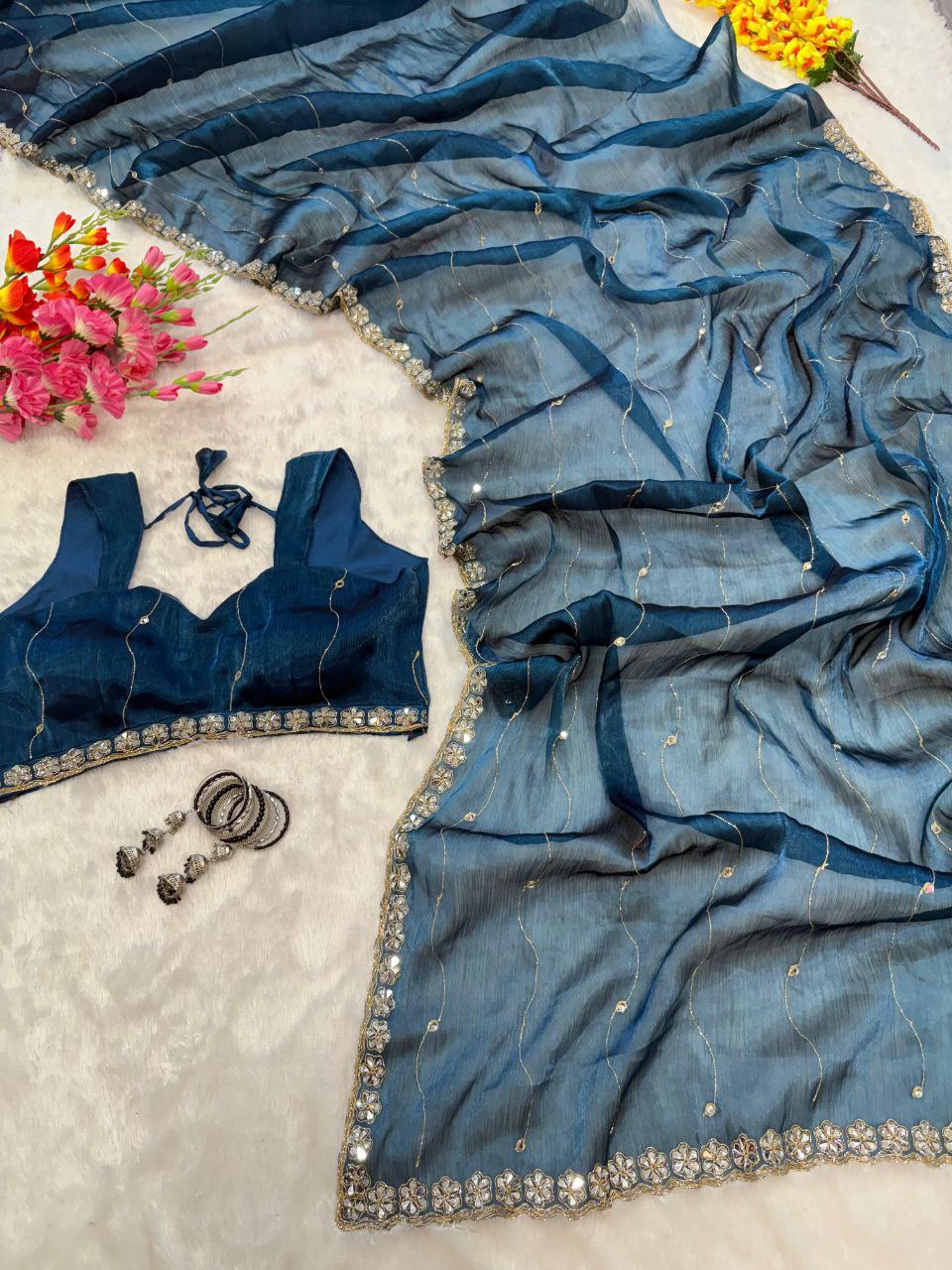 Midnight Blue Designer Zimmy Choo Saree