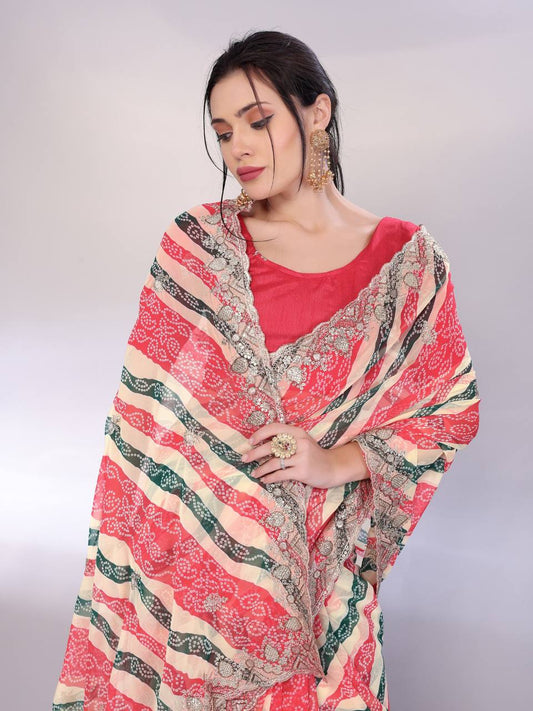 Multicolor Digital Printed Georgette Saree