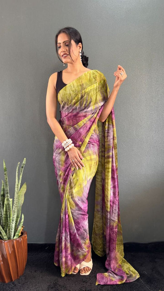 Multicolor Ready To Wear Georgette Saree