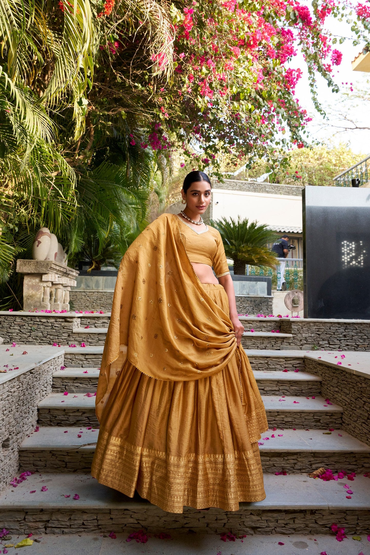 Mustard Traditional Pure Chanderi Lehenga