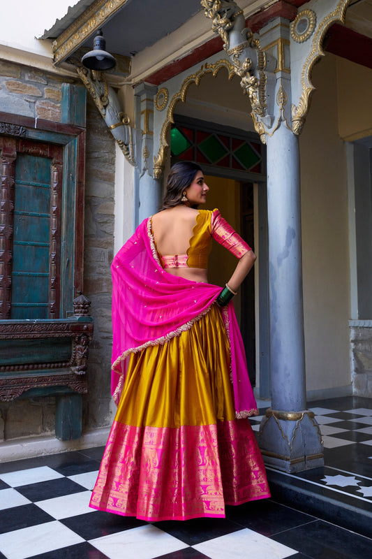 Mustard Traditional South Indian Lehenga