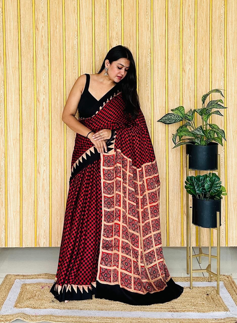 Office Wear Digital Printed Muslin Saree