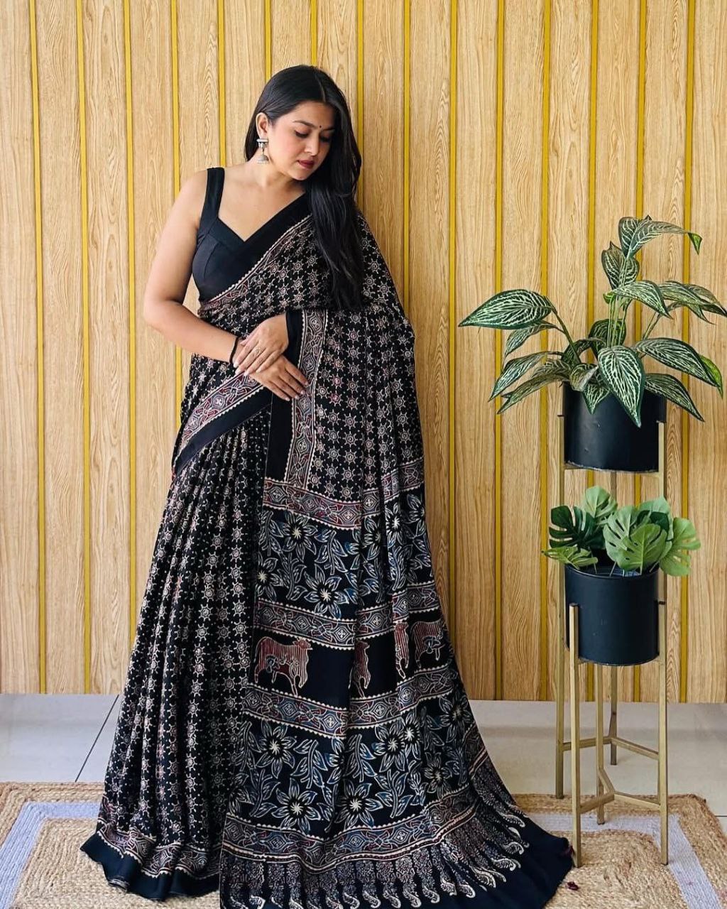 Office Wear Digital Printed Muslin Saree