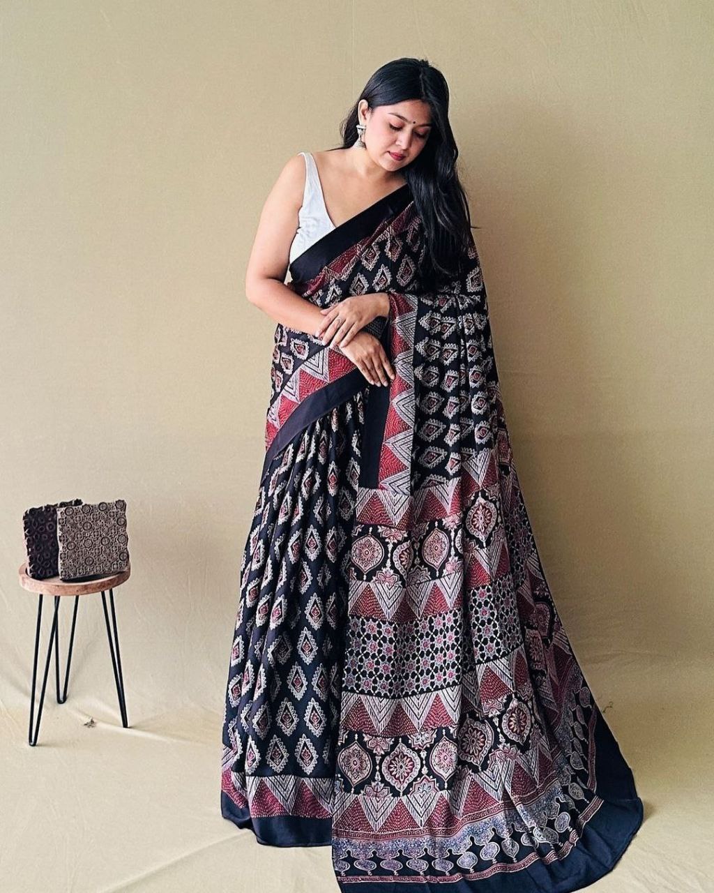 Office Wear Digital Printed Muslin Saree