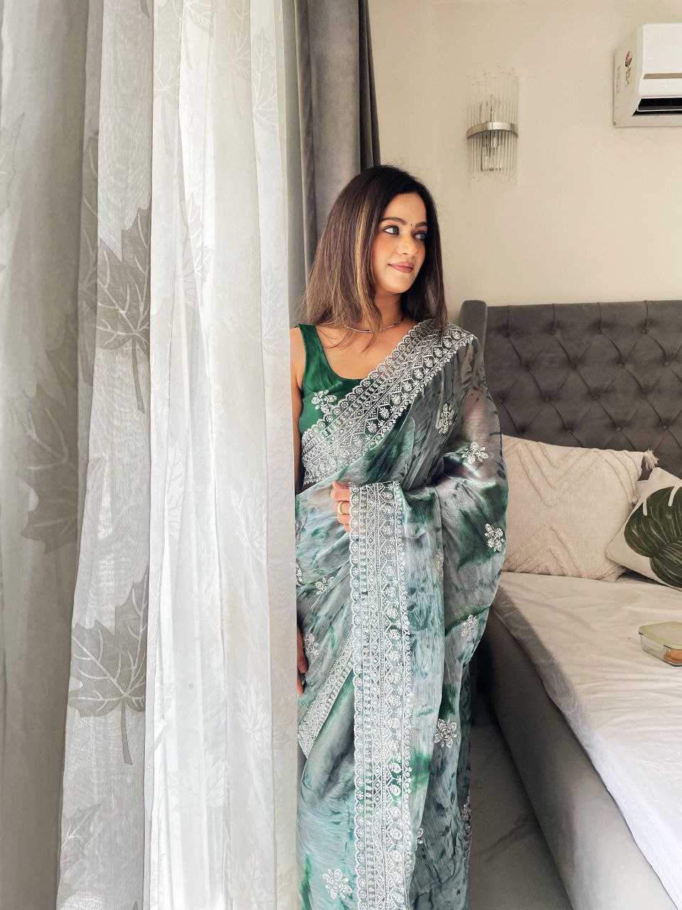 Party Wear Burberry Silk Saree