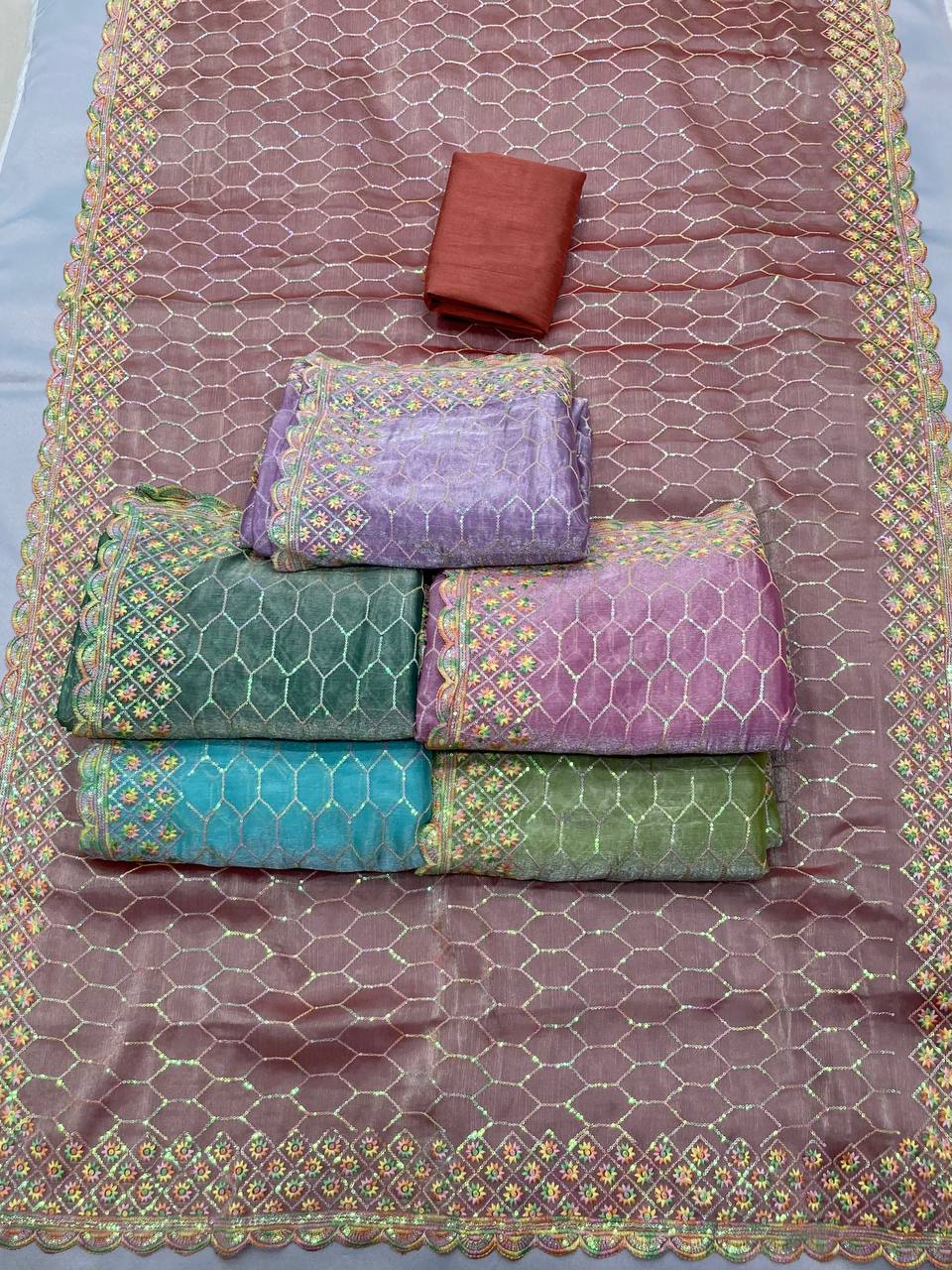 Lavender Party Wear Burberry Silk Saree