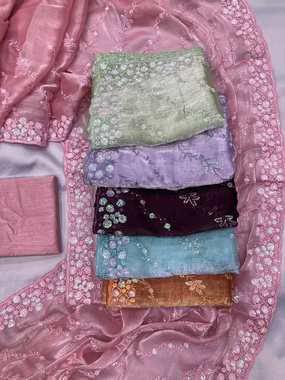 Sky Party Wear Burberry Silk Saree