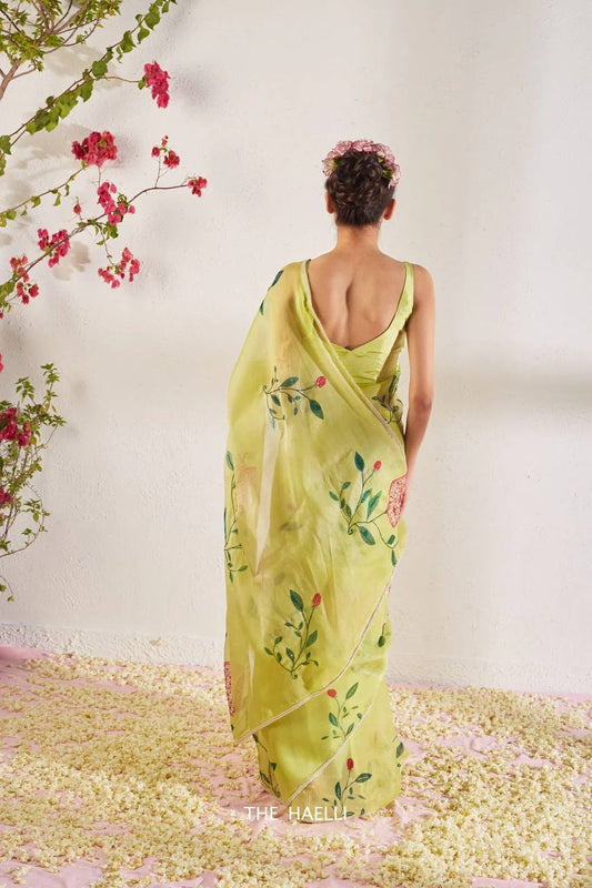 Party Wear Floral Organza Silk Saree
