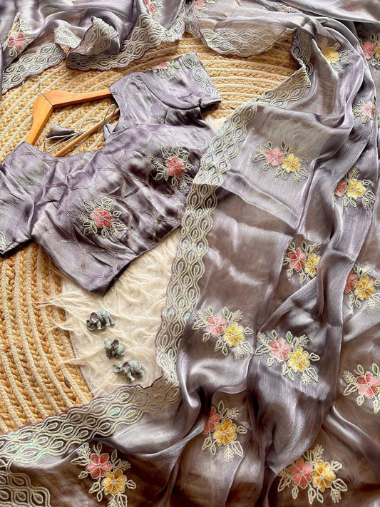 Party Wear Jimmy Choo Chiffon Saree