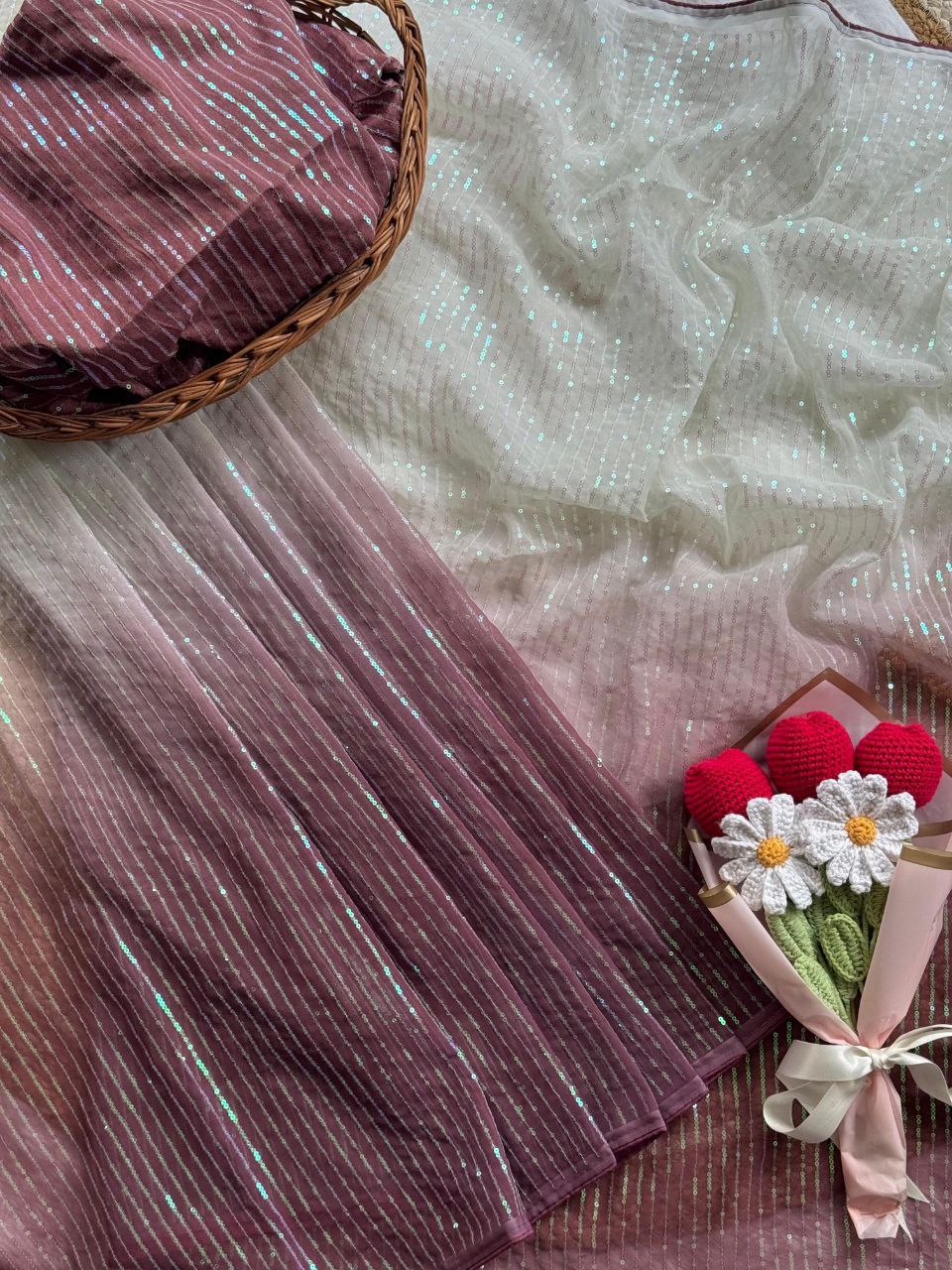 Party Wear Stylish Georgette Saree | Clone Design