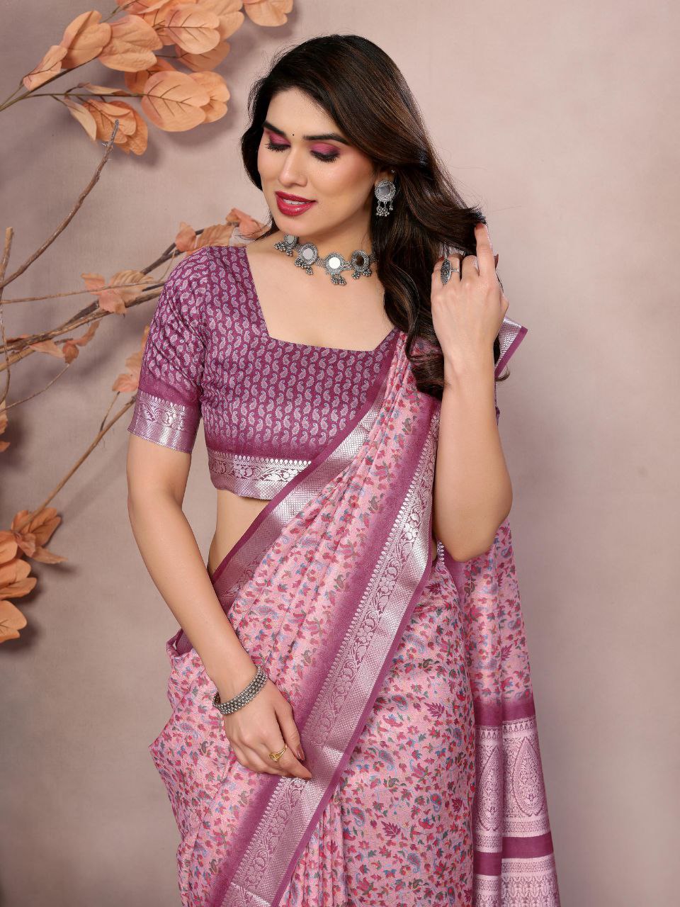 Pashmina Printed Khadi Viscose Saree