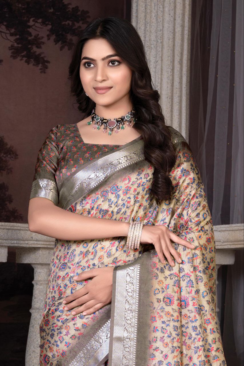 Pashmina Printed Khadi Viscose Saree