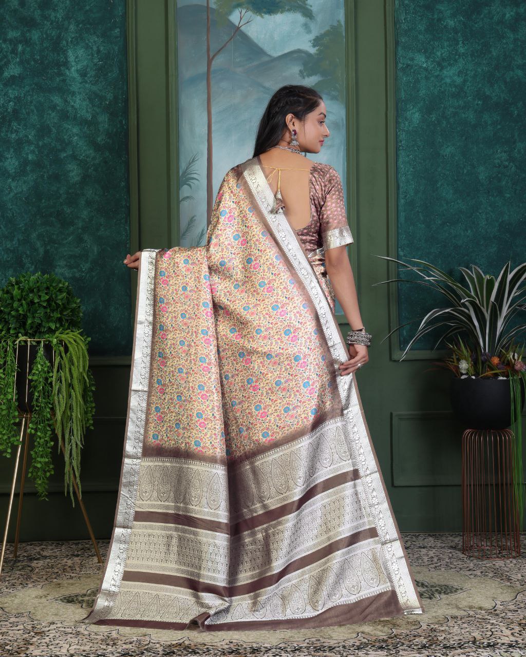 Pashmina Printed Khadi Viscose Saree