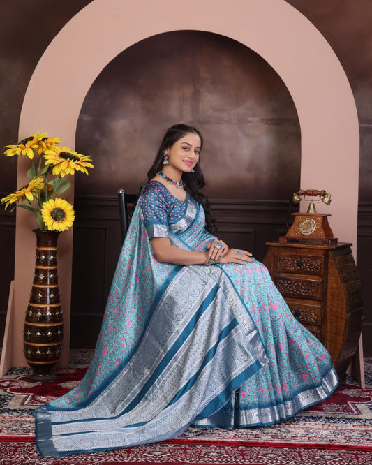 Pashmina Printed Khadi Viscose Saree