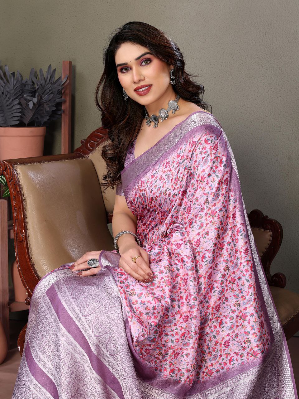 Pashmina Printed Khadi Viscose Saree