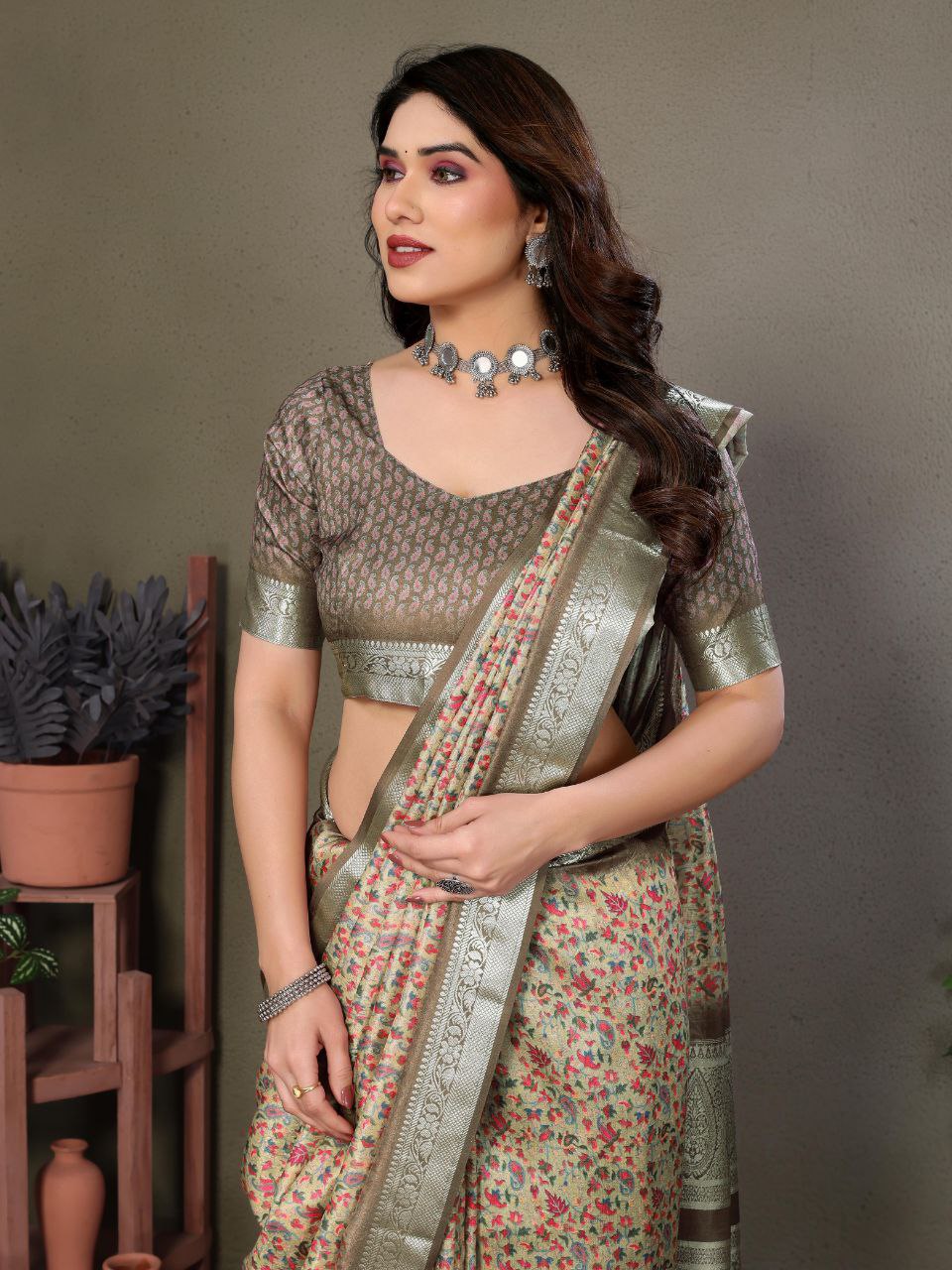 Pashmina Printed Khadi Viscose Saree