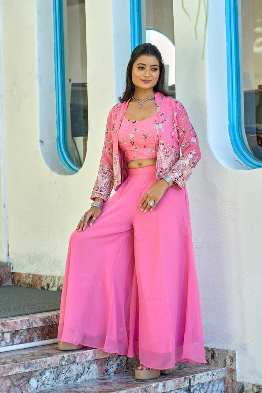 Pink Designer Ethnic Palazzo Set For Wedding