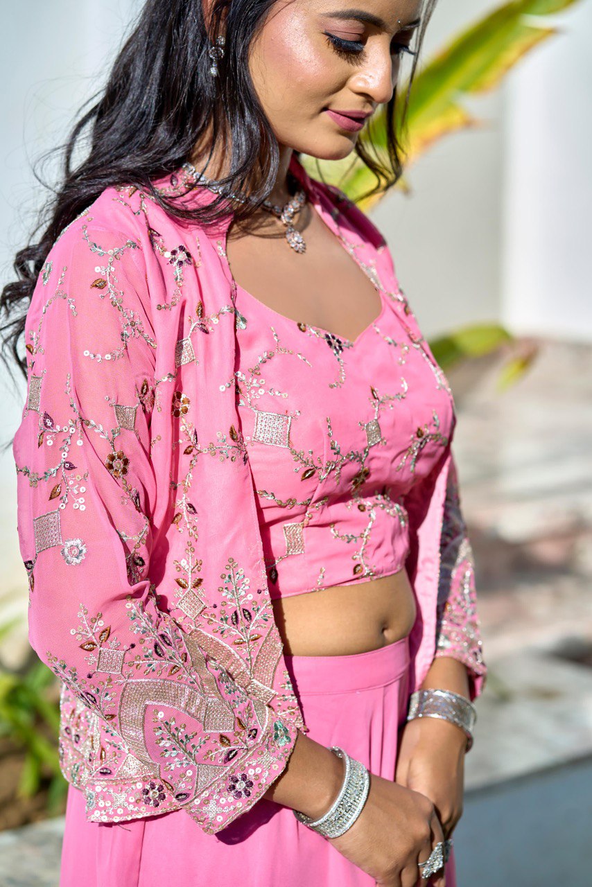 Pink Designer Ethnic Palazzo Set For Wedding