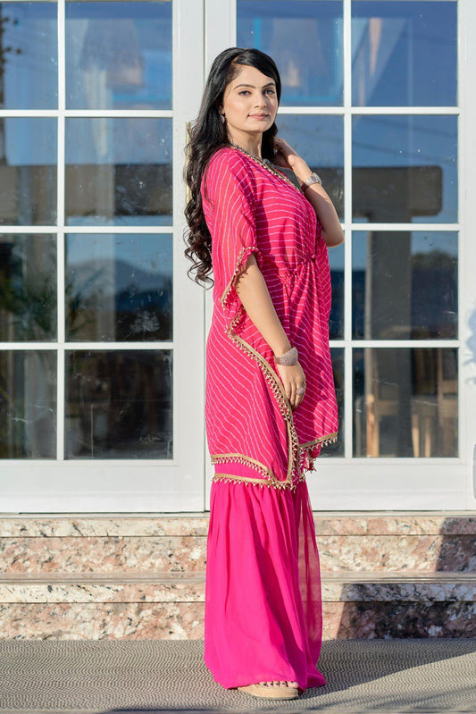 Pink Designer Georgette Sharara Cord Set