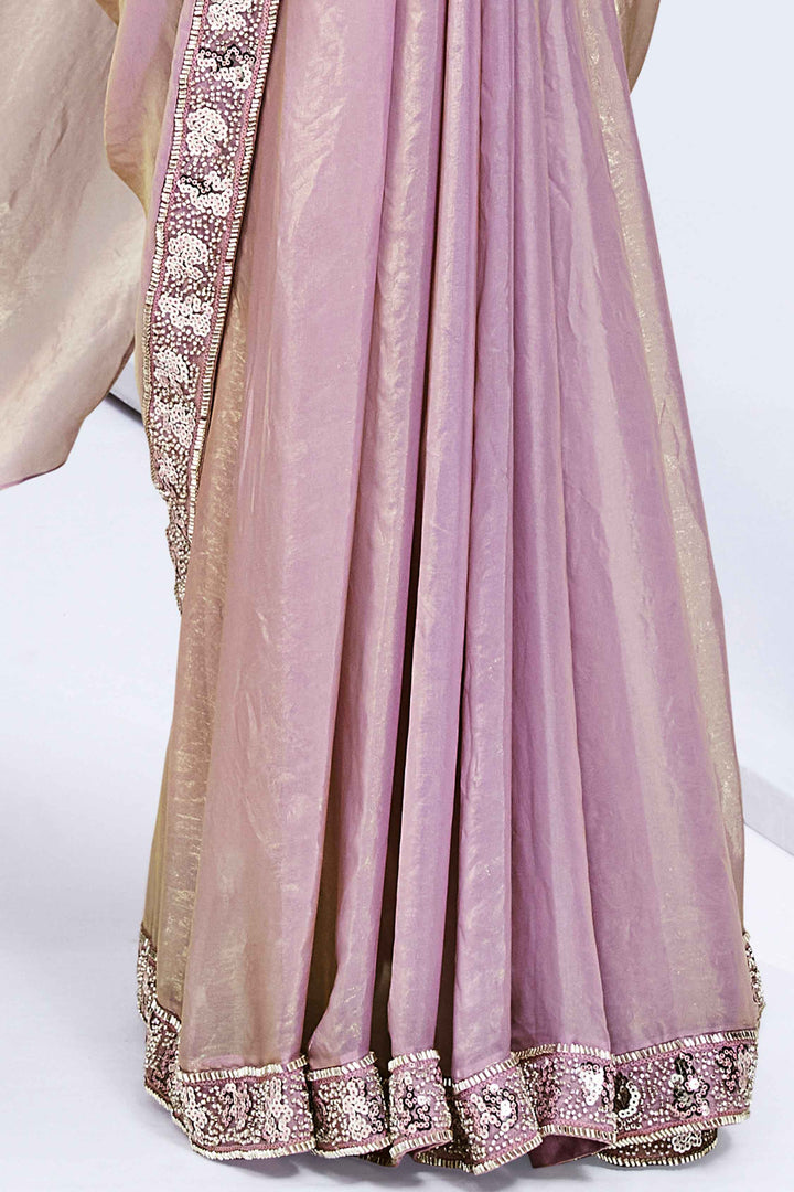 Pink Stylish Ready Made Satin Silk Saree With Belt | Original Saree