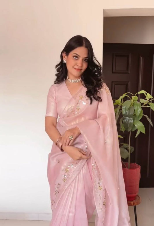 Pink Stylish Zimmy Choo Silk Saree