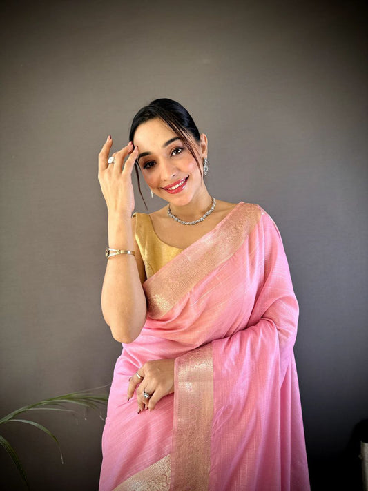 Pink Traditional Cotton Saree