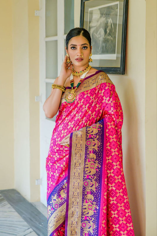 Pink Wedding Wear Banarasi Silk Saree