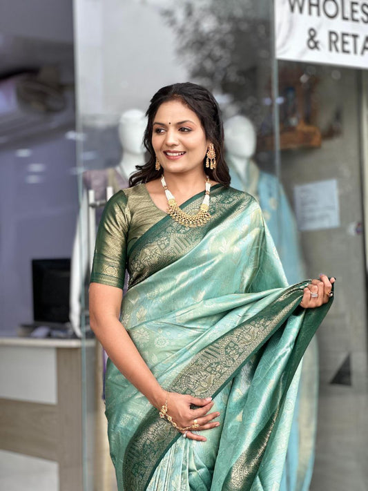 Pista Wedding Wear Soft Silk Saree