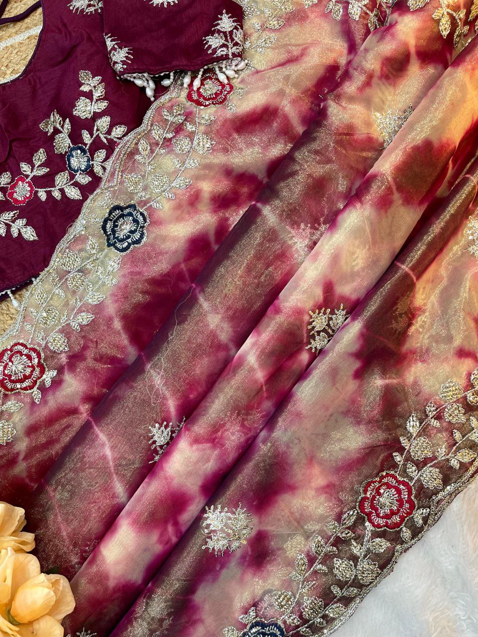 Prism Printed Twill Net Saree