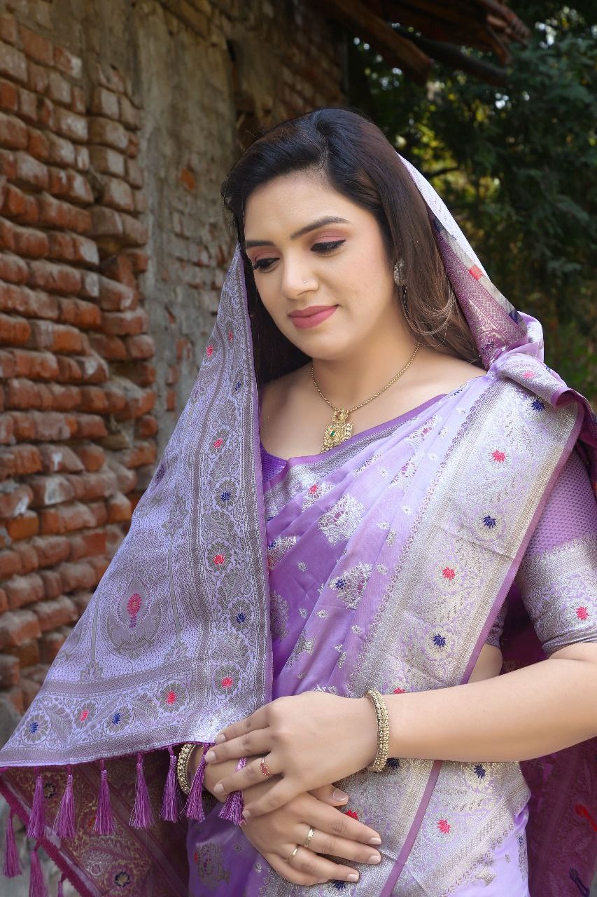 Pure Kanjivaram Soft satin Silk Saree For Wedding