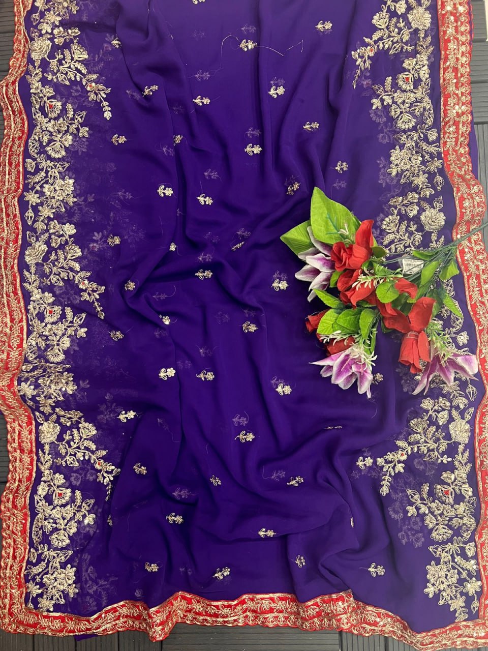 Purple Bollywood Style Georgette Saree | Clone Design