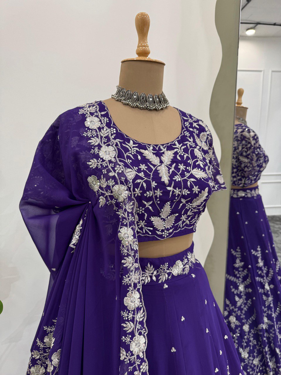 Purple Designer Georgette Lehenga