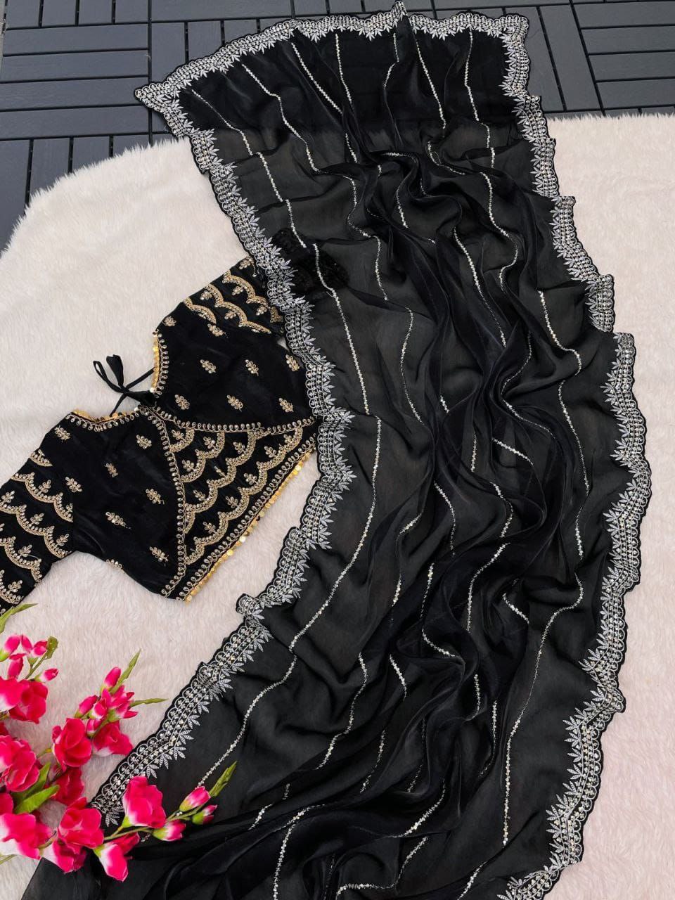 Black Designer Zimmy Choo Saree