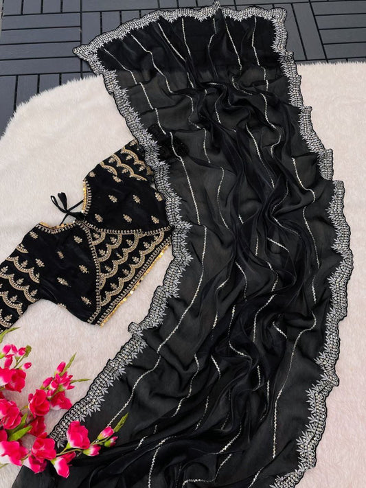 Black Designer Zimmy Choo Saree