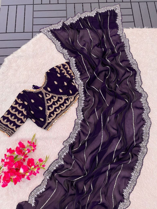 Purple Designer Zimmy Choo Saree